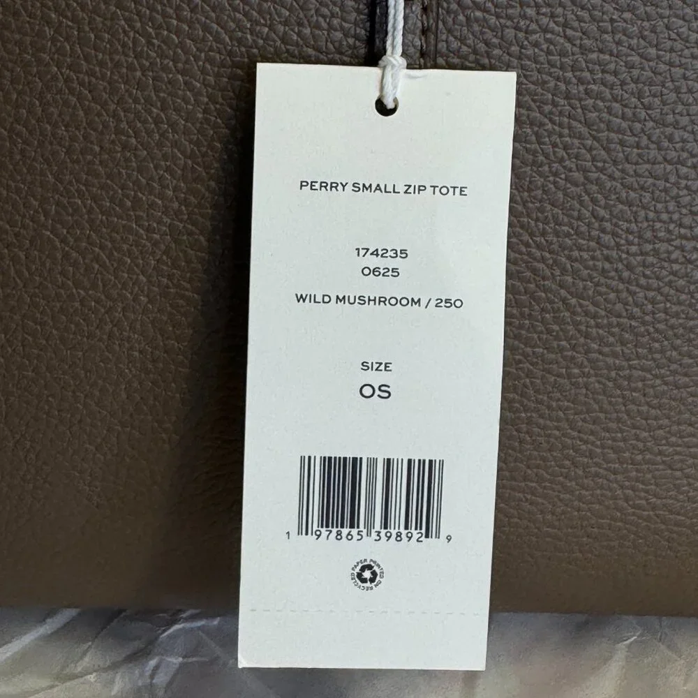 Tory Burch Small Perry Leather Zip Tote – Wild Mushroom - Picture 8 of 8